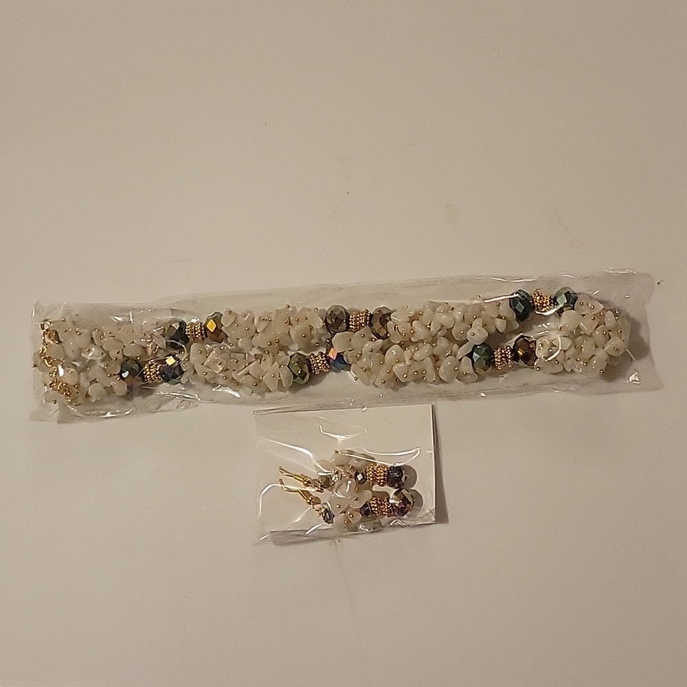 Puka shell necklace and matching earrings